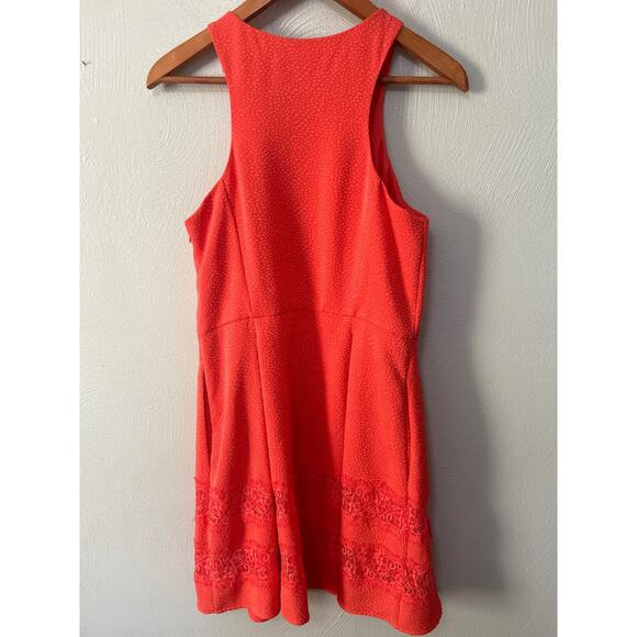 EXPRESS Coral Pebbled Sleeveless Racerback A-Line Front Zipper Dress Size 10 - Picture 9 of 11